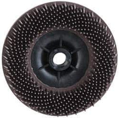 3M - 4-1/2" 36 Grit Ceramic Straight Disc Brush - Very Coarse Grade, Threaded Hole Connector, 3/4" Trim Length, 5/8-11 Threaded Arbor Hole - Top Tool & Supply