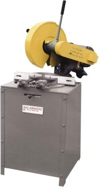 Kalamazoo - 14" Blade Diam, 1" Arbor Hole, Miter Chop & Cutoff Saw - 1,300 RPM, 5 hp, 220/440 Volts, 3 Phase - Top Tool & Supply