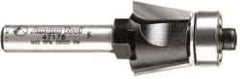 Amana Tool - 5/8" Cut Diam, 1/2" Length of Cut, 2 Flute Bevel Trim Edge Profile Router Bit - Carbide-Tipped, 1/4" Shank Diam, 2" OAL, Uncoated - Top Tool & Supply