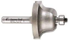 Amana Tool - 1-3/8" Cut Diam, 13/16" Length of Cut, 2 Flute Profiling Edge Profile Router Bit - Carbide-Tipped, 1/4" Shank Diam, 2-1/4" OAL, Uncoated - Top Tool & Supply