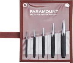 Paramount - 5 Piece, 3/32 to 1/4", Center Punch Set - Comes in Canvas Roll - Top Tool & Supply