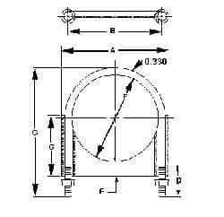 Made in USA - 3/8-16 UNC, Round U Bolt Clamp with Clamping/Guillotine Mount for 4-7/16" Pipe - 1-1/2" Thread Length, Grade C-1018, Grade 2 (Nut) Steel - Top Tool & Supply