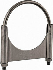 Made in USA - 3/8-16 UNC, Round U Bolt Clamp with Clamping/Guillotine Mount for 4-7/16" Pipe - 1-1/2" Thread Length, Grade C-1018, Grade 2 (Nut) Steel - Top Tool & Supply