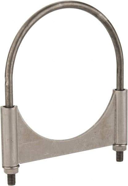 Made in USA - 3/8-16 UNC, Round U Bolt Clamp with Clamping/Guillotine Mount for 5-1/2" Pipe - 1-1/2" Thread Length, 6" Wide, Grade C-1018, Grade 2 (Nut) Steel - Top Tool & Supply