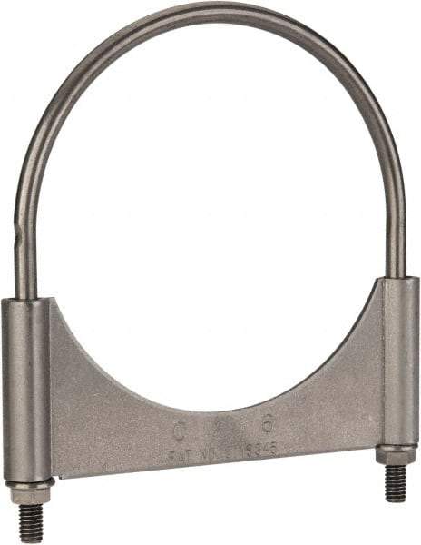 Made in USA - 3/8-16 UNC, Round U Bolt Clamp with Clamping/Guillotine Mount for 6" Pipe - 1-1/2" Thread Length, 6-1/2" Wide, Grade C-1018, Grade 2 (Nut) Steel - Top Tool & Supply