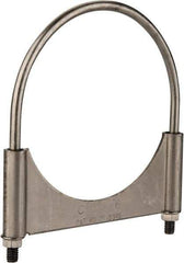 Made in USA - 3/8-16 UNC, Round U Bolt Clamp with Clamping/Guillotine Mount for 6" Pipe - 1-1/2" Thread Length, 6-1/2" Wide, Grade 304, Grade 2 (Nut) Stainless Steel - Top Tool & Supply