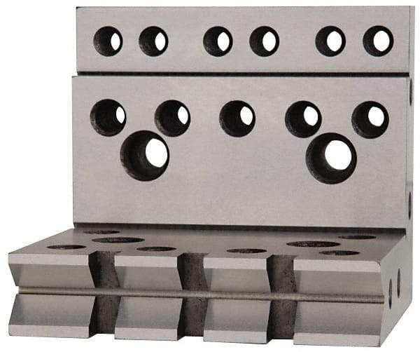 Suburban Tool - 4" Wide x 4" Deep x 4-1/2" High Steel Precision-Ground Angle Plate - V-Step Plate, Machined Holes on Surface, Open End, 1" Thick, Single Plate - Top Tool & Supply