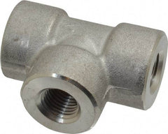 Merit Brass - 1/4" Grade 304/304L Stainless Steel Pipe Tee - FNPT x FNPT x FNPT End Connections, 3,000 psi - Top Tool & Supply