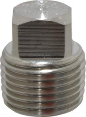 Merit Brass - 1/2" Grade 304/304L Stainless Steel Pipe Square Head Plug - MNPT End Connections, 3,000 psi - Top Tool & Supply