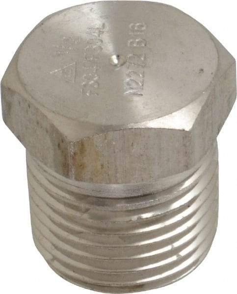 Merit Brass - 1/2" Grade 304/304L Stainless Steel Pipe Hex Head Plug - MNPT End Connections, 3,000 psi - Top Tool & Supply