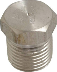 Merit Brass - 1/2" Grade 304/304L Stainless Steel Pipe Hex Head Plug - MNPT End Connections, 3,000 psi - Top Tool & Supply