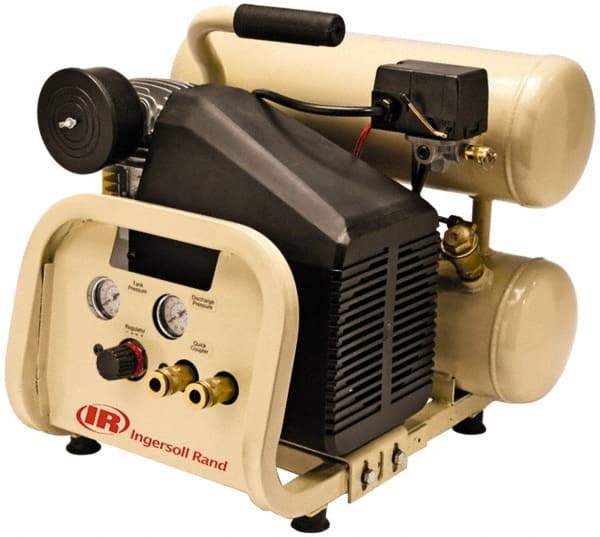 Ingersoll-Rand - 2 HP, 4.2 CFM Twin Stack Air Compressor - 4.0 Gallon Tank, 120 Amp, 125 Max psi, 120V - Top Tool & Supply