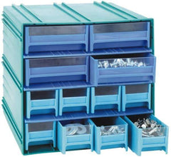 Quantum Storage - 8 Drawer, Gray, High Impact Styrene, Interlocking Storage Cabinet with Drawers - 11-3/4" Wide x 11-3/8" Deep x 11-1/8" High Body, (4) 2-3/4, (4) 5-5/8" Wide x 11" Deep x 3-5/16" High Drawers - Top Tool & Supply