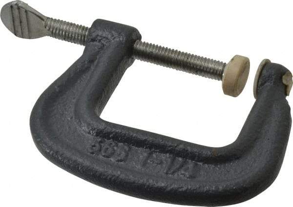 Hargrave - Light-Duty 1-1/4" Max Opening, 1-3/16" Throat Depth, Ductile Iron Standard C-Clamp - 550 Lb Capacity, 0" Min Opening, Standard Throat Depth, Steel Screw - Top Tool & Supply