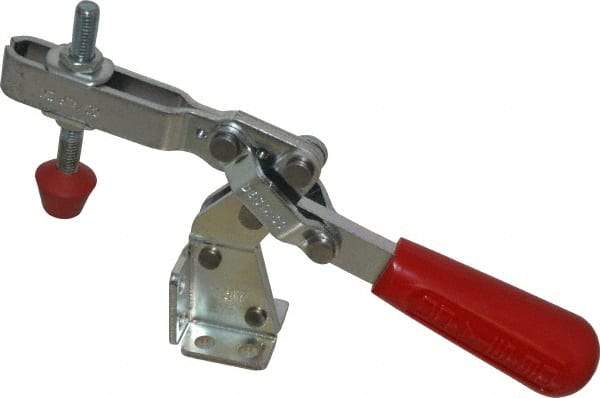 De-Sta-Co - 375 Lb Holding Capacity, Vertical Handle, Manual Hold Down Toggle Clamp - 60° Handle Movement, 185° Bar Opening, U-Bar, Flanged Base, Electro-Plated Zinc, Carbon Steel - Top Tool & Supply