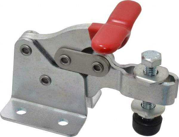 De-Sta-Co - 350 Lb Holding Capacity, Horizontal Handle, Manual Hold Down Toggle Clamp - 173° Handle Movement, 92° Bar Opening, U-Bar, Flanged Base, Electro-Plated Zinc, Carbon Steel - Top Tool & Supply