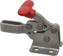 De-Sta-Co - 200 Lb Holding Capacity, Horizontal Handle, Manual Hold Down Toggle Clamp - 170° Handle Movement, 90° Bar Opening, U-Bar, Flanged Base, Electro-Plated Zinc, Stainless Steel - Top Tool & Supply