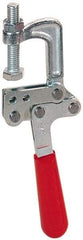 De-Sta-Co - 3558.58 N Load Capacity, 1.25" Throat Depth, 8.28" OAL, Stainless Steel, C Style Plier Clamp - 1.78" Max Jaw Capacity, 1/2-13 Spindle, 2.94" Open Throat Height, Red Handle, Spindle End - Top Tool & Supply