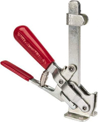 De-Sta-Co - 500 Lb Holding Capacity, Vertical Handle, Manual Hold Down Toggle Clamp - 57° Handle Movement, 99° Bar Opening, Solid Bar, Flanged Base, Electro-Plated Zinc, Carbon Steel - Top Tool & Supply