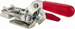 De-Sta-Co - 2,000 Lb Capacity, Horizontal, U Hook, Flanged Base, Carbon Steel Pull Action Latch Clamp - 2-1/2" Drawing Movement, 8.2" OAL, Threaded U Hook, Straight Handle - Top Tool & Supply