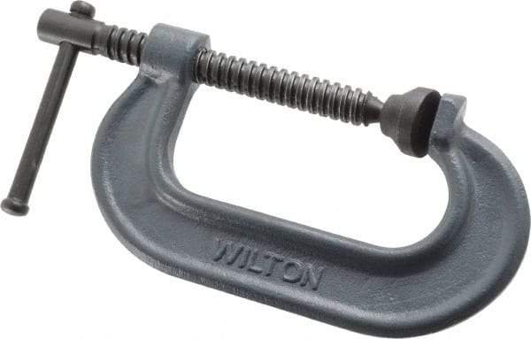 Wilton - Regular-Duty 3" Max Opening, 1-15/16" Throat Depth, Forged Steel Standard C-Clamp - 3,000 Lb Capacity, 0" Min Opening, Standard Throat Depth - Top Tool & Supply