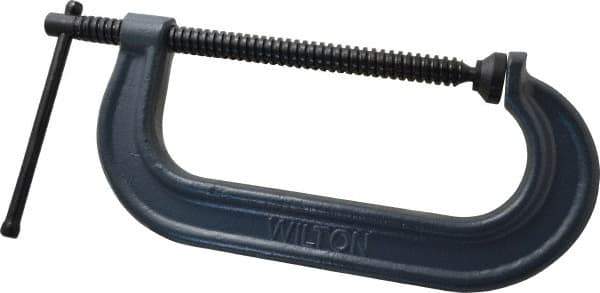 Wilton - Regular-Duty 8" Max Opening, 3-7/16" Throat Depth, Forged Steel Standard C-Clamp - 5,200 Lb Capacity, 0" Min Opening, Standard Throat Depth - Top Tool & Supply