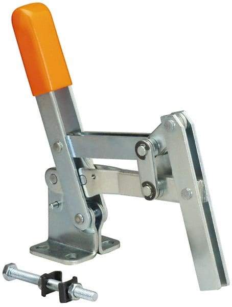 Lapeer - 400 Lb Holding Capacity, Vertical Handle, Manual Hold Down Toggle Clamp - 65° Handle Movement, 120° Bar Opening, U-Bar, Flanged Base, Carbon Steel - Top Tool & Supply