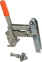 Lapeer - 800 Lb Holding Capacity, Vertical Handle, Manual Hold Down Toggle Clamp - 149° Handle Movement, 118° Bar Opening, U-Bar, Flanged Base, Carbon Steel - Top Tool & Supply