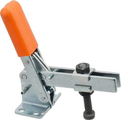 Lapeer - 100 Lb Holding Capacity, Vertical Handle, Manual Hold Down Toggle Clamp - 63° Handle Movement, 95° Bar Opening, U-Bar, Flanged Base, Carbon Steel - Top Tool & Supply