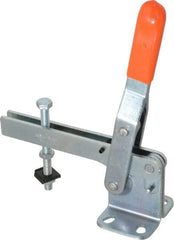 Lapeer - 400 Lb Holding Capacity, Vertical Handle, Manual Hold Down Toggle Clamp - 60° Handle Movement, 100° Bar Opening, U-Bar, Flanged Base, Carbon Steel - Top Tool & Supply