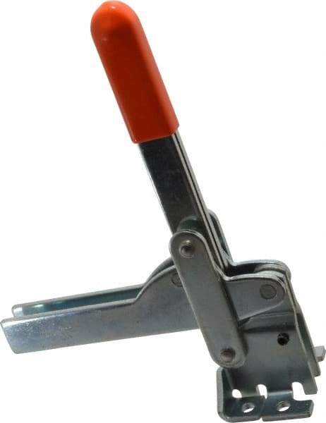 Lapeer - 800 Lb Holding Capacity, Vertical Handle, Manual Hold Down Toggle Clamp - 150° Handle Movement, 115° Bar Opening, U-Bar, Flanged Base, Carbon Steel - Top Tool & Supply