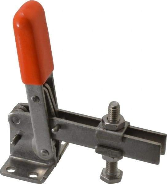 Lapeer - 100 Lb Holding Capacity, Vertical Handle, Manual Hold Down Toggle Clamp - 63° Handle Movement, 95° Bar Opening, U-Bar, Flanged Base, Stainless Steel - Top Tool & Supply