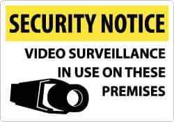 NMC - "Security Notice - Video Surveillance in Use on These Premises", 14" Long x 20" Wide, Rigid Plastic Safety Sign - Rectangle, 0.05" Thick, Use for Security & Admittance - Top Tool & Supply