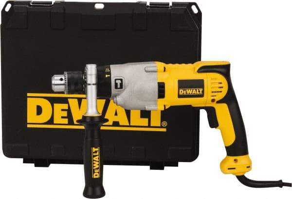 DeWALT - 120 Volt 1/2" Keyed Chuck Electric Hammer Drill - 0 to 56,000 BPM, 0 to 1,200 & 0 to 3,500 RPM, Reversible - Top Tool & Supply