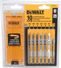 DeWALT - 10 Piece, 3" to 4" Long, 6 to 18 Teeth per Inch, Bi-Metal and High Carbon Steel Jig Saw Blade Set - U-Shank - Top Tool & Supply