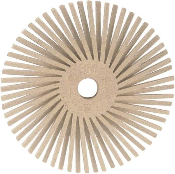 3M - 3" 120 Grit Ceramic Tapered Disc Brush - Fine Grade, Plain Hole Connector, 1" Trim Length, 0.37" Arbor Hole - Top Tool & Supply