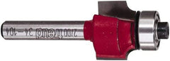 Freud - 3/4" Cut Diam, 1/2" Length of Cut, 0 Flute Round-Over Edge Profile Router Bit - Carbide-Tipped, 1/4" Shank Diam, 2-3/16" OAL, Proprietary Coating - Top Tool & Supply