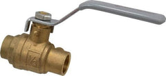 Value Collection - 1/2" Pipe, Full Port, Brass Standard Ball Valve - Inline - One Way Flow, Soldered x Soldered Ends, Lever Handle, 500 WOG - Top Tool & Supply