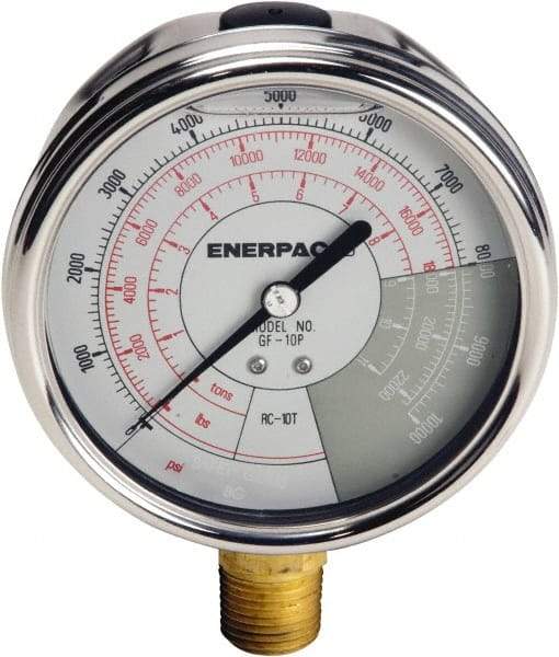 Enerpac - Hydraulic Pressure Gages & Adapters Type: Liquid-Filled Gauge Pressure Rating: 0 - 10000 - Top Tool & Supply