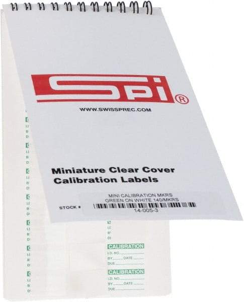 SPI - Calibration Label - Legend: Calibration, English, Green, 1" Long x 5/8" High, No Coating - Top Tool & Supply