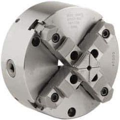 Buck Chuck Company - 4 Jaws, 10" Diam, Self Centering Manual Lathe Chuck - Front Mount, Adjustable, Reversible, 3,000 Max RPM, 3.23" Through Hole Diam, Forged Steel - Top Tool & Supply