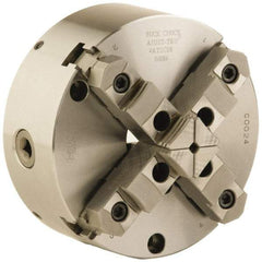 Buck Chuck Company - 4 Jaws, 6" Diam, Self Centering Manual Lathe Chuck - Front Mount, Adjustable, Reversible, 4,600 Max RPM, 1.78" Through Hole Diam, Forged Steel - Top Tool & Supply