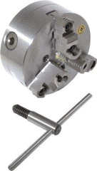 Bison - 3 Jaws, 6" Diam, Self Centering Manual Lathe Chuck - D1-4 Mount Spindle, Reversible, 4,500 Max RPM, 1.6535" Through Hole Diam, 0.0008" Axial Runout, 0.0012" Radial Runout, Forged Steel - Top Tool & Supply