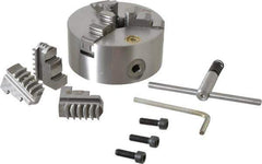 Bison - 3 Jaws, 5" Diam, Self Centering Manual Lathe Chuck - Plain Back Mount Spindle, 3,200 Max RPM, 1.2598" Through Hole Diam, 0.0008" Axial Runout, 0.0012" Radial Runout, Cast Iron - Top Tool & Supply