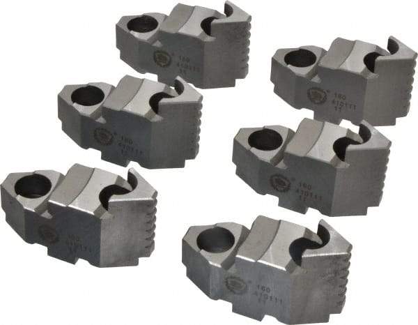 Bison - 6-1/4 to 6" Chuck Diam Compatibility, Steel Tongue & Groove Hard Lathe Top Jaws - 0.984" Wide x 2.638" Long x 1.634" High - Top Tool & Supply