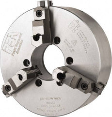 Pratt Burnerd America - 3 Jaws, 12" Diam, Self Centering Manual Lathe Chuck - Plain Back Mount Spindle, Adjustable, Reversible, 2,300 Max RPM, 4.06" Through Hole Diam, Forged Steel - Top Tool & Supply