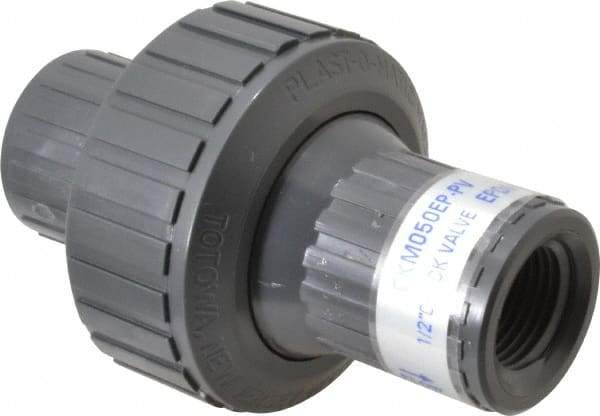 Plast-O-Matic - 1/2" PVC Check Valve - Inline, FNPT x FNPT, 150 WOG - Top Tool & Supply