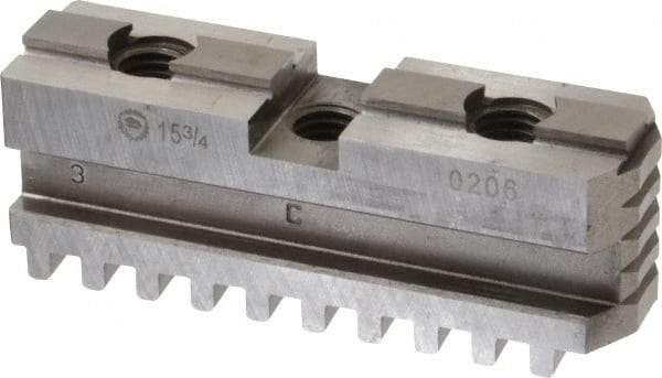 Bison - 15-3/4 to 16" Chuck Diam Compatibility, Steel Tongue & Groove Hard Lathe Master Jaws - 3/4" Groove Width, 1.4173" Wide x 5.1181" Long - Top Tool & Supply