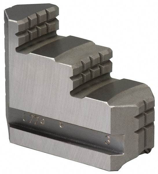 Bison - 3 to 3-1/2" Chuck Diam Compatibility, Steel Master Jaws - 0.51" Wide x 1.3385" Long x 1.18" High - Top Tool & Supply