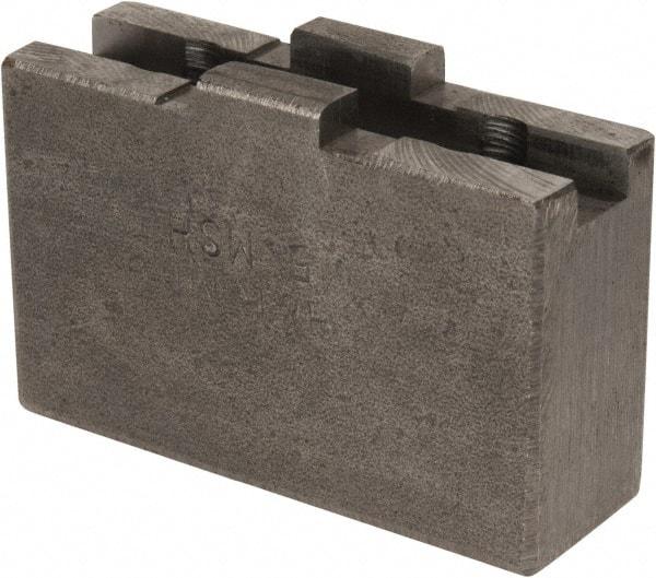 H & R Manufacturing - 5 to 6" Chuck Capacity, Tongue & Groove Attachment, Square Soft Lathe Chuck Jaw - Steel, 1-1/4" Btw Mount Hole Ctrs, 2-3/16" Long x 3/4" Wide x 1-3/8" High, 5/16" Groove - Top Tool & Supply